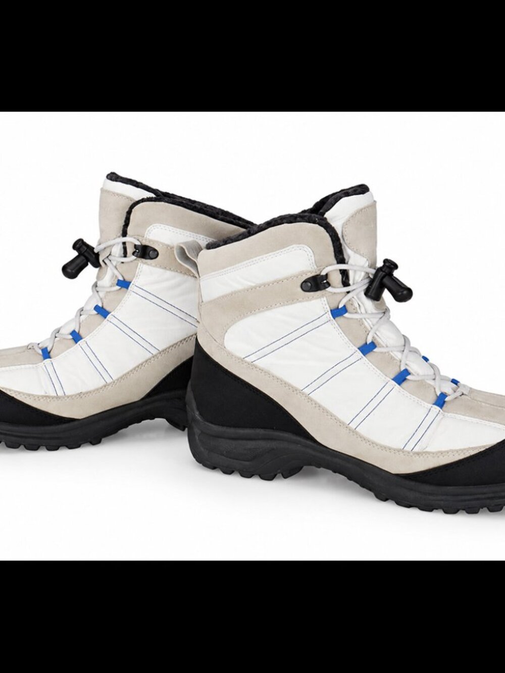 Lands' End Women's Winter Snow Boots Toggle Lace Cream Beige